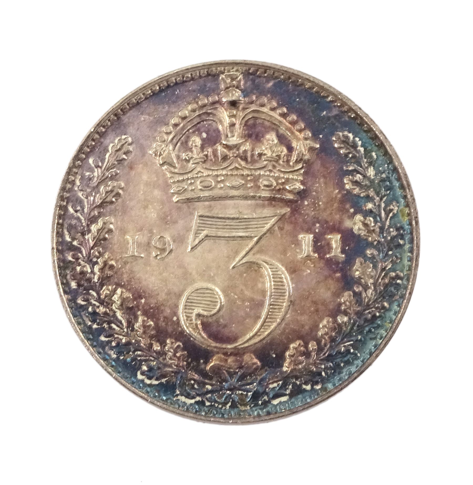 King George V 1911 proof long coin set, comprising gold half sovereign, sovereign, two pounds and five pounds, silver maundy money set, sixpence, shilling, florin and halfcrown, housed in dated case 
