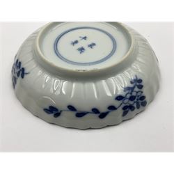 18th century Chinese blue and white Kangxi teacup and saucer, decorated with dancing figures, four character Kangxi mark beneath, saucer D10cm