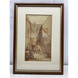 Frederick William Booty (British 1840-1924): Arguments Yard - Whitby, watercolour signed, original Henry Whitley title label verso 31cm x 18cm