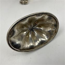 Five piece Edwardian silver tea service, comprising teapot and coffee pot, each with ebonised scroll handle, tea caddy with hinged cover, twin handled open sucrier, and milk jug, each of rounded bombe form, upon four paw feet, hallmarked William Adams Ltd, Birmingham 1904 and 1905, coffee pot H26cm
