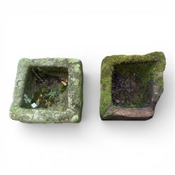 Two 19th century hewn stone planters