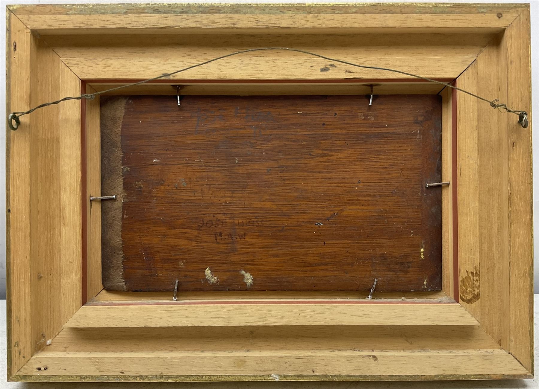 José Weiss (British 1859-1919): Cattle Resting, pair oils on mahogany panel, signed verso 13cm x 23cm (2)