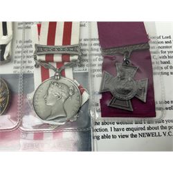 Two Imperial Service Medals to Elsie Hannah Ferguson and Fred Whitehead; each in original case; WWI Special Constabulary Medal to Inspr. Alfred W. Thompson; modern Prisoner of War Medal; cased; replica Victoria Cross and India Mutiny Medals with archive of information relating to Pte. Robert Newell V.C. 9th Lancers; replica Victoria Cross and George Cross with miniatures; and other replica medals etc