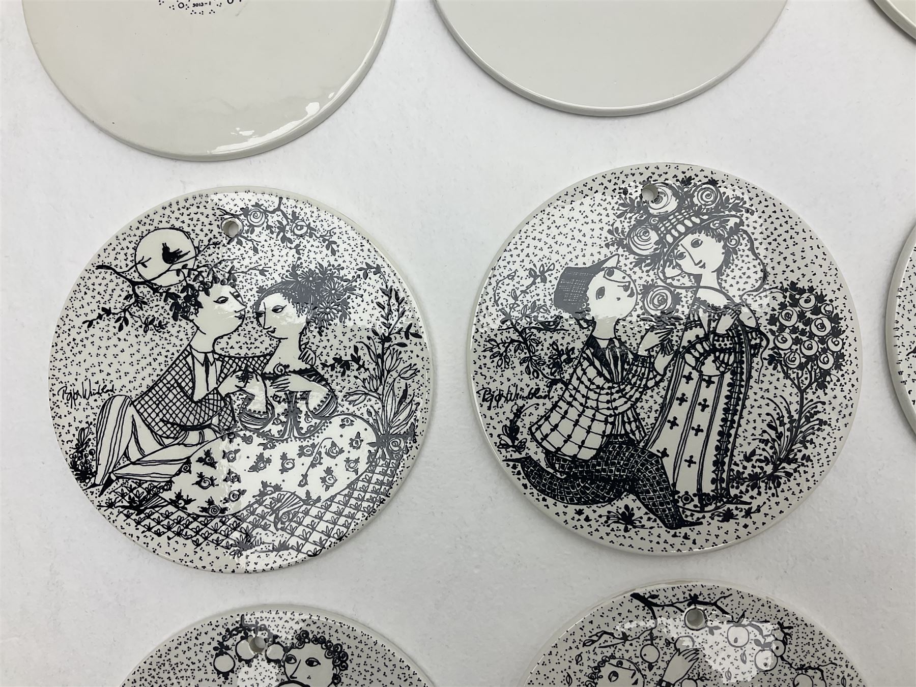 Bjorn Wiinblad for Nymolle Denmark set of twelve calendar wall plaques, D15cm