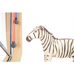 Karen Trower: two zebra sculptures, with leather sew over wood and metal frames, H48cm