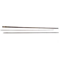 Daiwa Whisker Fly 15' three piece rod,, Pateke Morton two piece fly fishing rod 260cm, Vision Vipu four piece fly fishing rod in case and a cane rod (4) 