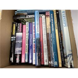 Large collection of hardback and paperback books, mainly military books, to include Band of Brothers, Dawn of D-Day, Dessert Warrior, Book of the Somme, Battle of Britain, etc in four boxes  