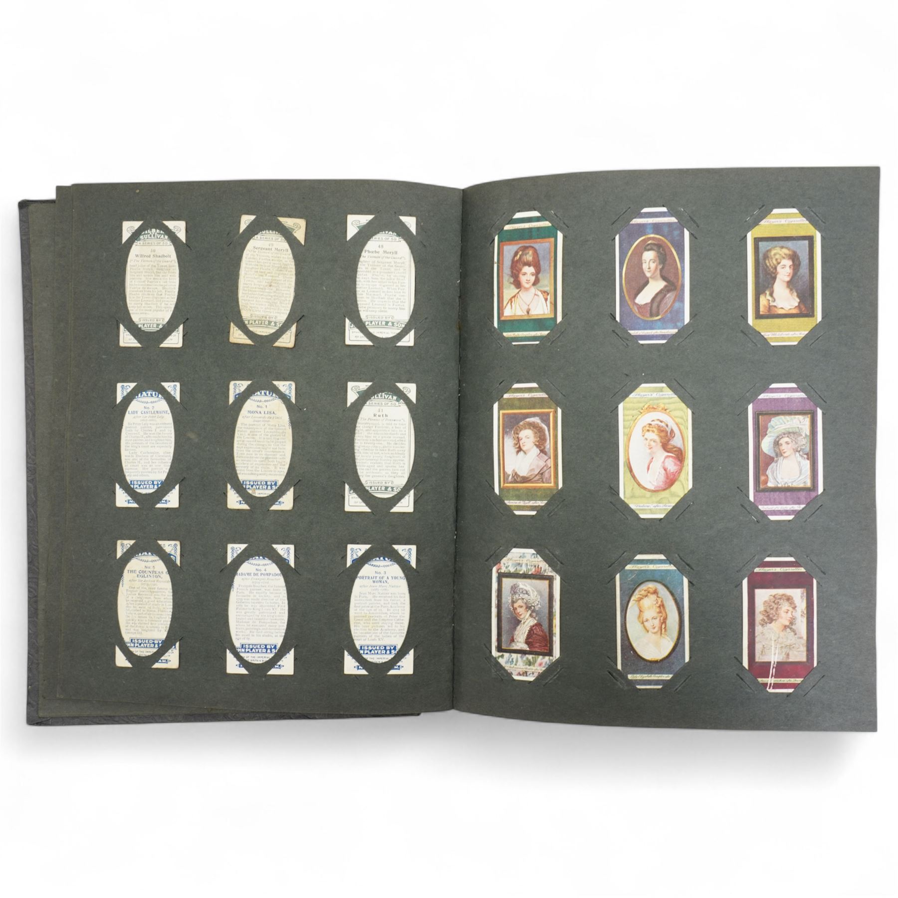 Cigarette card album and contents including set of 50 Players tennis, Hints on Association Football etc