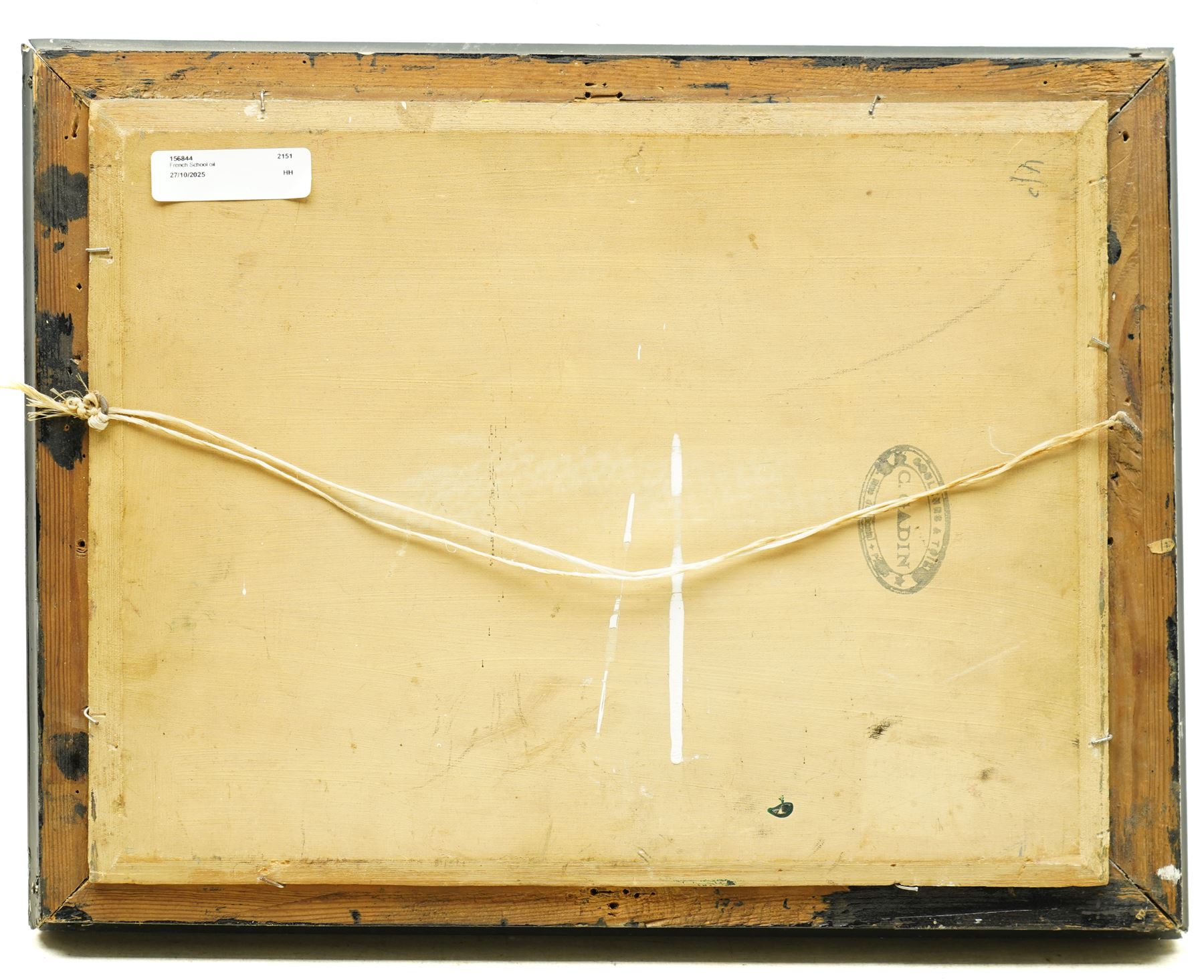 French School (Early-mid-20th century): Lakeside Manor with Figures, oil on panel unsigned 23cm x 32cm