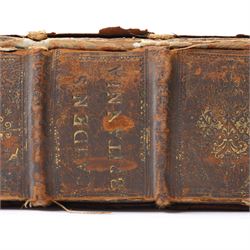 William Camden (British 1551-1623): 'Britannia: or a Chorographical Description of Great Britain and Ireland Together with the Adjacent Islands', complete first edition folio (41cm x 26cm), edited by Edmund Gibson, London: Printed by F. Collins for A. Swalle; and A. & J. Churchil, 1695, with engraved portrait of the author, fifty maps and nine engraved plates with text-illustrations, contemporary full panelled calf binding