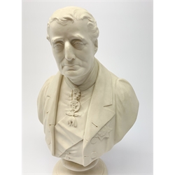 A Parian Ware bust, the Duke of Wellington, after H Weigall for Coalbrookdale, with inscription verso, H34cm.