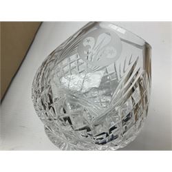 Collection of Waterford and Tyrone crystal, including wine glasses, clock, bowl, etc, together with a collection of other cut glass and crystal