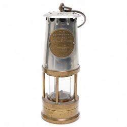 Railwayana - Early 20th century Sherwood Limited fog man's hand lamp with blue red and amber glasses, H31cm; together with an Eccles 'The Protector Lamp & Lighting Co' miners lamp, impressed D113 (2)