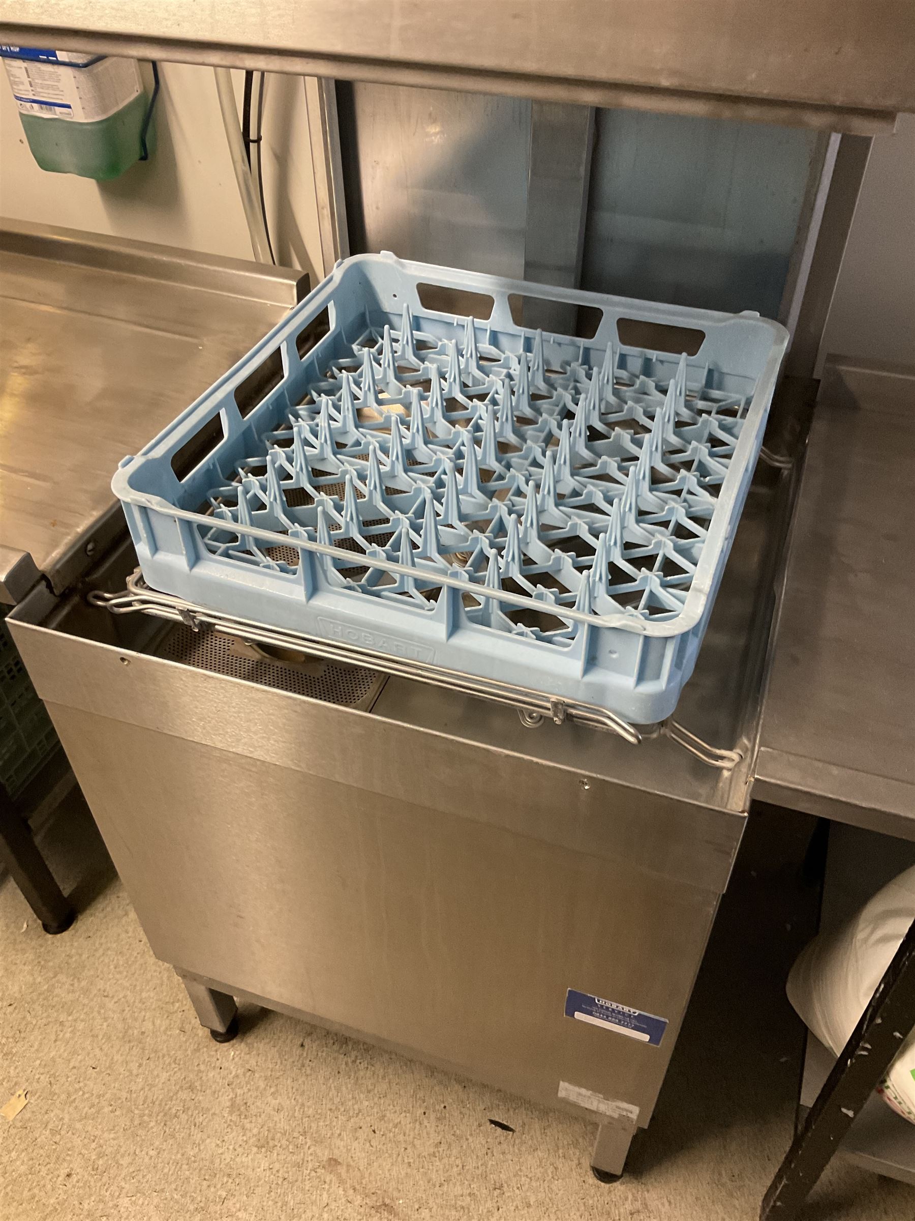 Hobart AMXS16 pass through dishwasher system, with two tables, and two