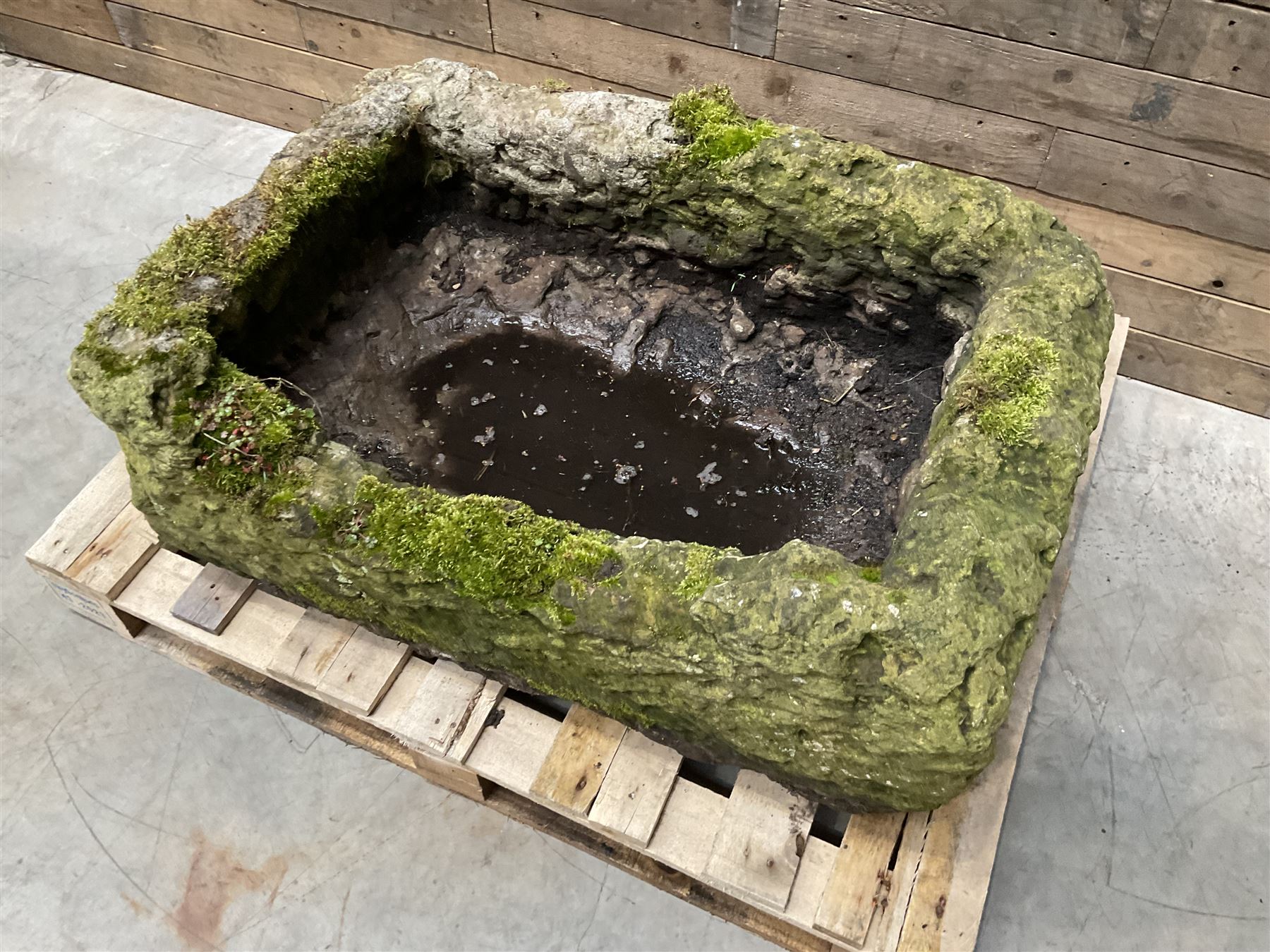 Large 19th century weathered rectangular stone trough
