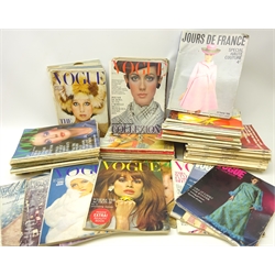  Collection of 1960's & 70's Vogue magazines to include Italian, British & French editions, Golden Jubilee, Pattern Books and other Special Editions, super models include Sue Murray, Moyra Swan, Patti Boyd, Donna Mitchell, Jean Shrimpton, Ann Schaufus, Maudie James, Mouche, Sue Balloo, Ingrid Boulting, Cathee Dahmen, Donyale Luna, Janice Dickinson etc, issues dating from 1965-1973, 76-77 & 79 and other 1960's & 70's fashion magazines (70)  
