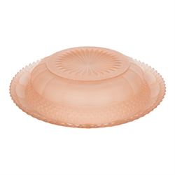 Walther & Sohne Art Deco pink glass float bowl, with central frog in the form of a lady, H23cm