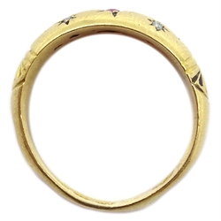  Edwardian 18ct gold diamond and ruby ring, Birmingham 1907  