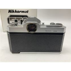 Nikkormat FT2 camera body, serial no. 5066813, in original packaging, together with Nikkormat EL camera body, serial no. 5577358, with Nikon Nikkor 50mm 1:1.8' lens no. 2143575, Nikkormat FT, serial no. 3968385, and Nikomat FT camera body, serial no. 4015491