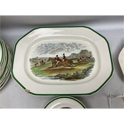 Collection of Copeland Spode hunting scenes dinner wares, after J. F. Herring, to include dinner plates, side plates, graduated serving platters, lidded box etc, together with Spode's Byron breakfast cup and saucer, all with printed marks beneath (29)