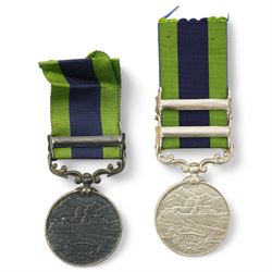 India general Service Medal, George V, to 545 Havr. Pithu Ram 1/69th Punjabis with Waziristan 1919-21 and Afghanistan N.W.F 1919 clasps and another India General Service Medal, George V, to 9047 Sepoy Fauja Singh 2.12th Frontier Force with North West Frontier 1930-31 clasp (2)