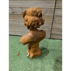 Bust of a lady, cast iron garden figure - THIS LOT IS TO BE COLLECTED BY APPOINTMENT FROM DUGGLEBY STORAGE, GREAT HILL, EASTFIELD, SCARBOROUGH, YO11 3TX
