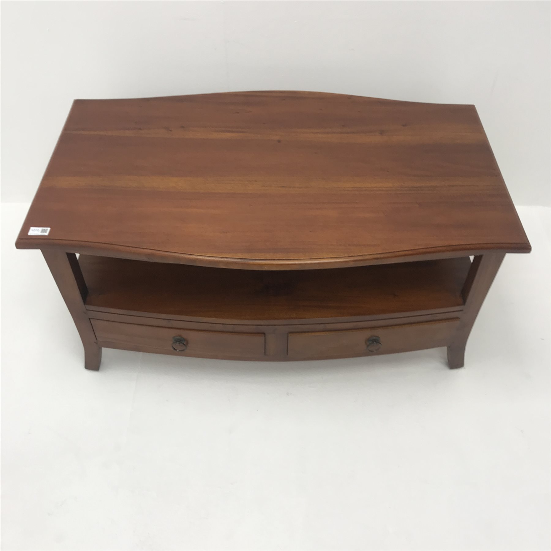 Ancient Mariner shaped mahogany two tier coffee table, four drawers, shaped supports, W102cm, H50cm, D62cm 