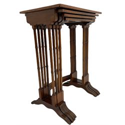 Georgian style walnut Quartetto nest of tables, inlaid and crossbanded top