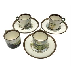 W.T. Copeland & Sons solely for Soane & Smith ltc,  four hunt scene coffee cans and three saucers Rd 691240