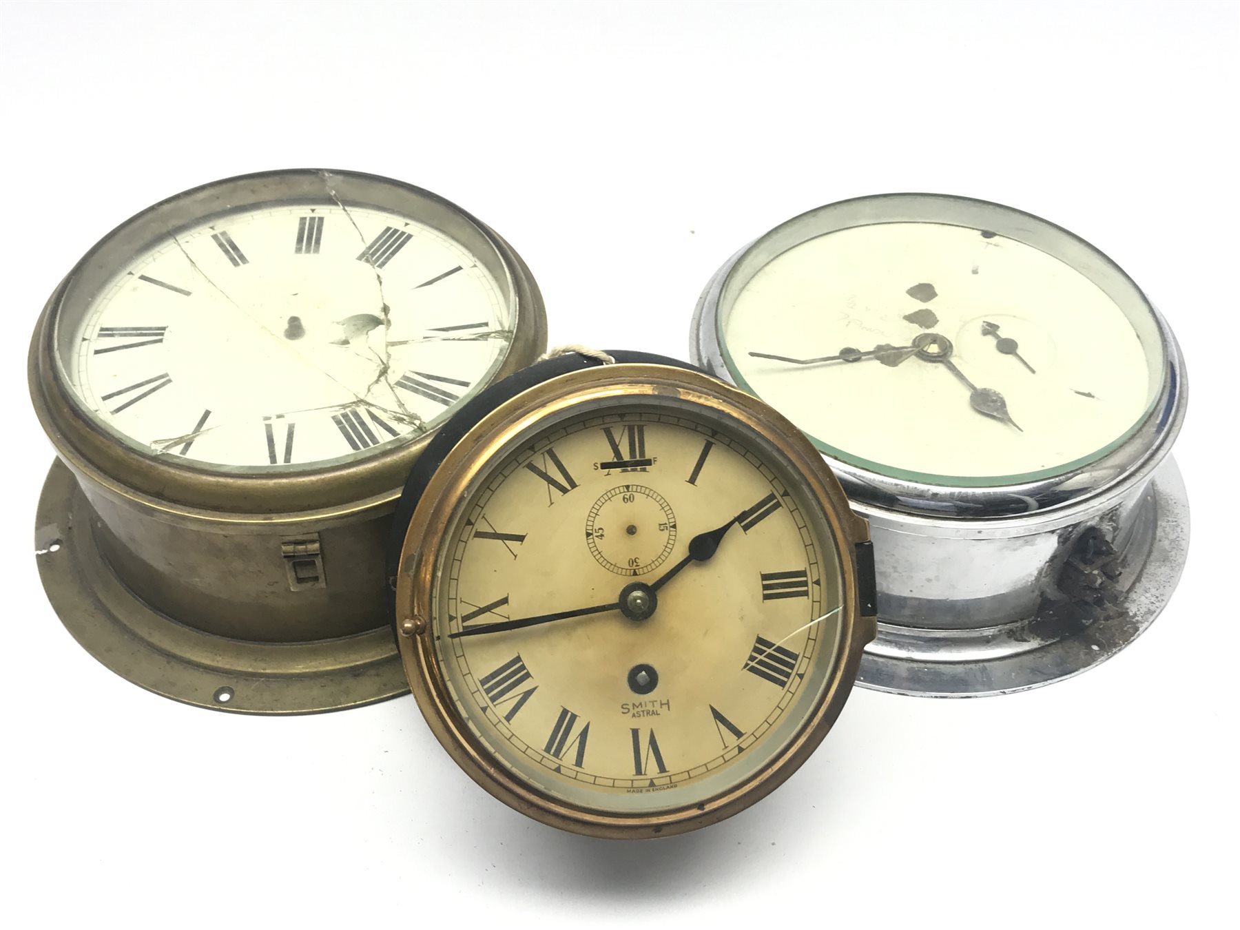 20th century 'Smiths Astral' ships bulk head type clock and two other