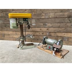 Warcraft Hobby drill bench pillar drill, and a bench grinder