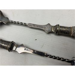 Five pieces of Doulton Lambeth silicon, comprising  salad bowl with plate mounted rim and handles, a pair of similar salad servers, vase and jug, jug H16cm