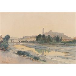 James Mudd (British 1821-1906): 'Leasowe Lighthouse New Brighton', watercolour signed and titled in pencil, 25cm x 35cm; Douglas Ian Smart (British 1879-1970): 'Lerida' Spain, watercolour signed and titled 25cm x 36cm (2)