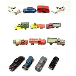 Various Scandinavian Makers - thirteen unboxed and playworn die-cast models comprising K.A. Birk & Co Copenhagen van; BT Denmark car; Stula Denmark car; six Tekno Denmark including Morris Oxford car and caravan, Esso Tanker, ambulance, open lorry, Volvo PV544 etc; three Vilmer Denmark trucks; and Minicar Norway timber lorry (13)