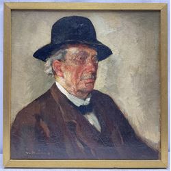 Circle of Walter Richard Sickert RA RBA (British 1860-1942): Gentleman in a Bowler Hat, oil on canvas indistinctly signed 50cm x 50cm