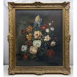 After Jan van Huysum (Dutch 1682-1749): Still Life of Floral Bouquet, oil on canvas indistinctly signed 59cm x 49cm 