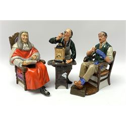 Three Royal Doulton figures, comprising The Judge HN2443, The Bachelor HN2319, and The Clockmaker HN2279. 