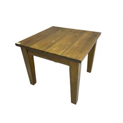 Hardwood coffee table, square top raised on tapering supports