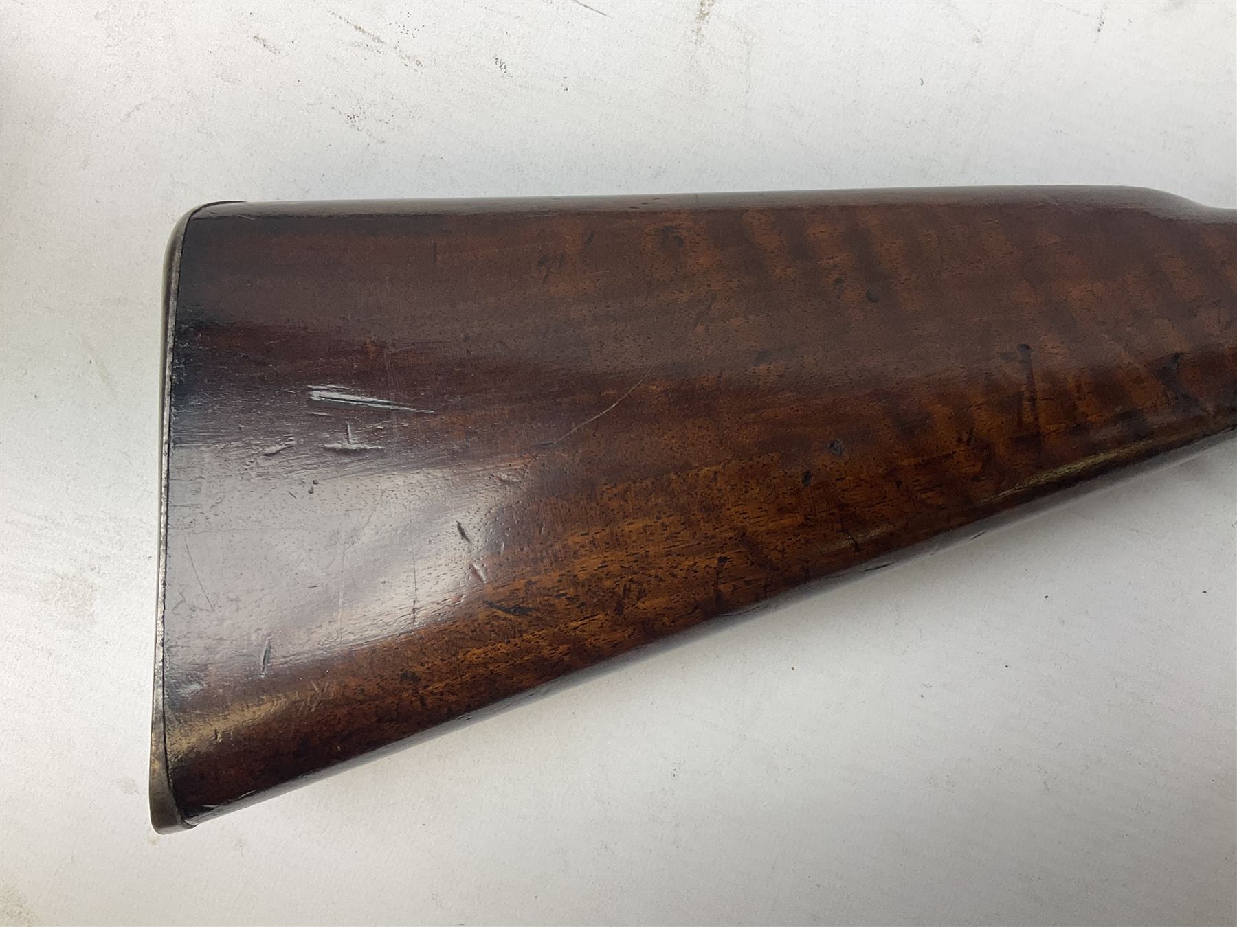 Braendlin Armoury Martini action .577/450 falling back rifle, the 85cm rifled barrel stamped Alex. Henry Edinburgh & London with two barrel bands including Yatagan bayonet side fitting and clearing rod under, with leather sling, serial no.13332, L126cm (NB. Firing pin broken). 
