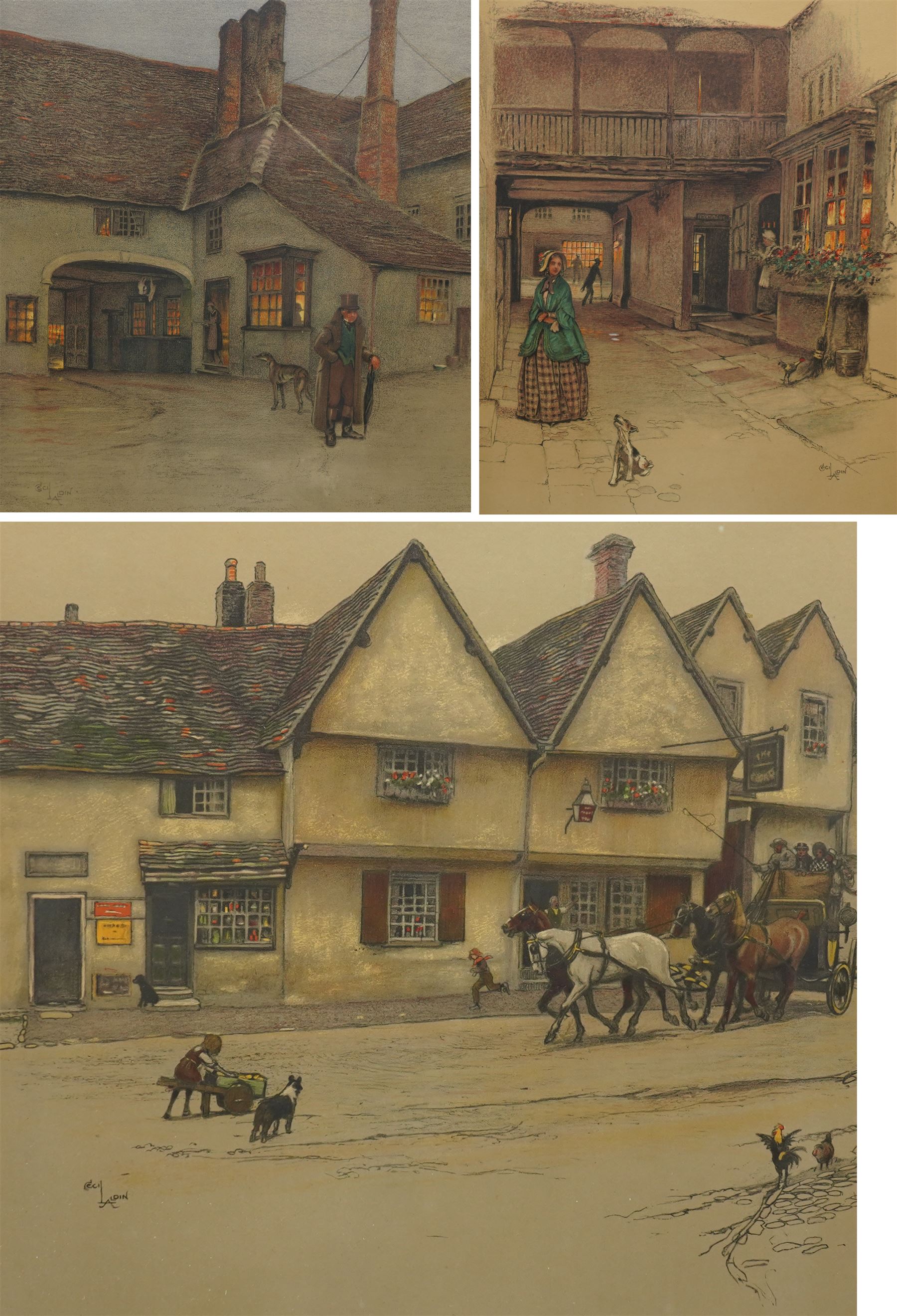 Cecil Aldin (British 1870-1935): Coaching Inns, set three coloured lithographs signed in pencil with blindstamp max 40cm x 40cm (3)