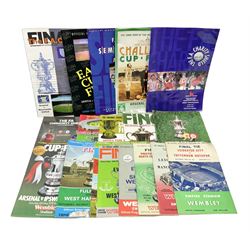 Twelve F.A. Cup Final programmes at Wembley - 1961, 1963, 1964, 1966, 1968, 1969, 1975, 1978, 1979, 1980, 1993 & 1998; F.A. Cup Semi-Final programme 1991 Arsenal v Tottenham Hotspur; three League Cup Final programmes 1967/69/88; and two F.A. Charity/Community Shield programmes 1993/2015 (18)