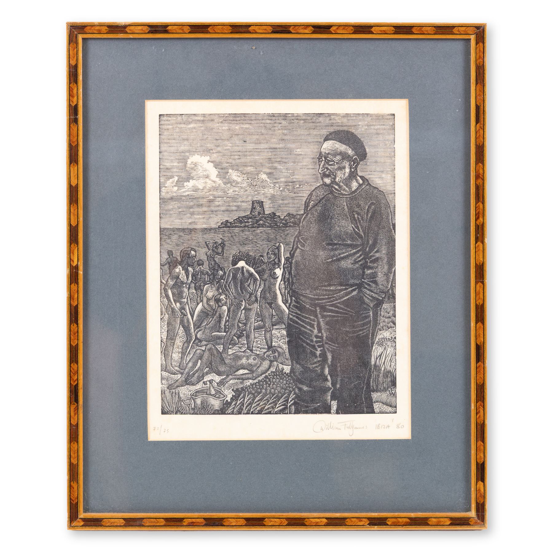 Alan Coates (British Contemporary): 'Nude 4', limited edition etching No.3/12 signed and titled 20cm x 14cm; Sarah J Venus (British Contemporary): Corsets, lino cut 21cm x 19cm; William 