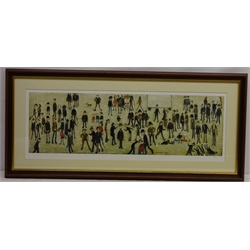  'Crowd Around a Cricket Board', limited edition coloured print No.823/850 after Laurence Stephen Lowry R.A. (British 1887-1976) with National Fine Arts Trade Guild blind stamp 27cm x 78cm  