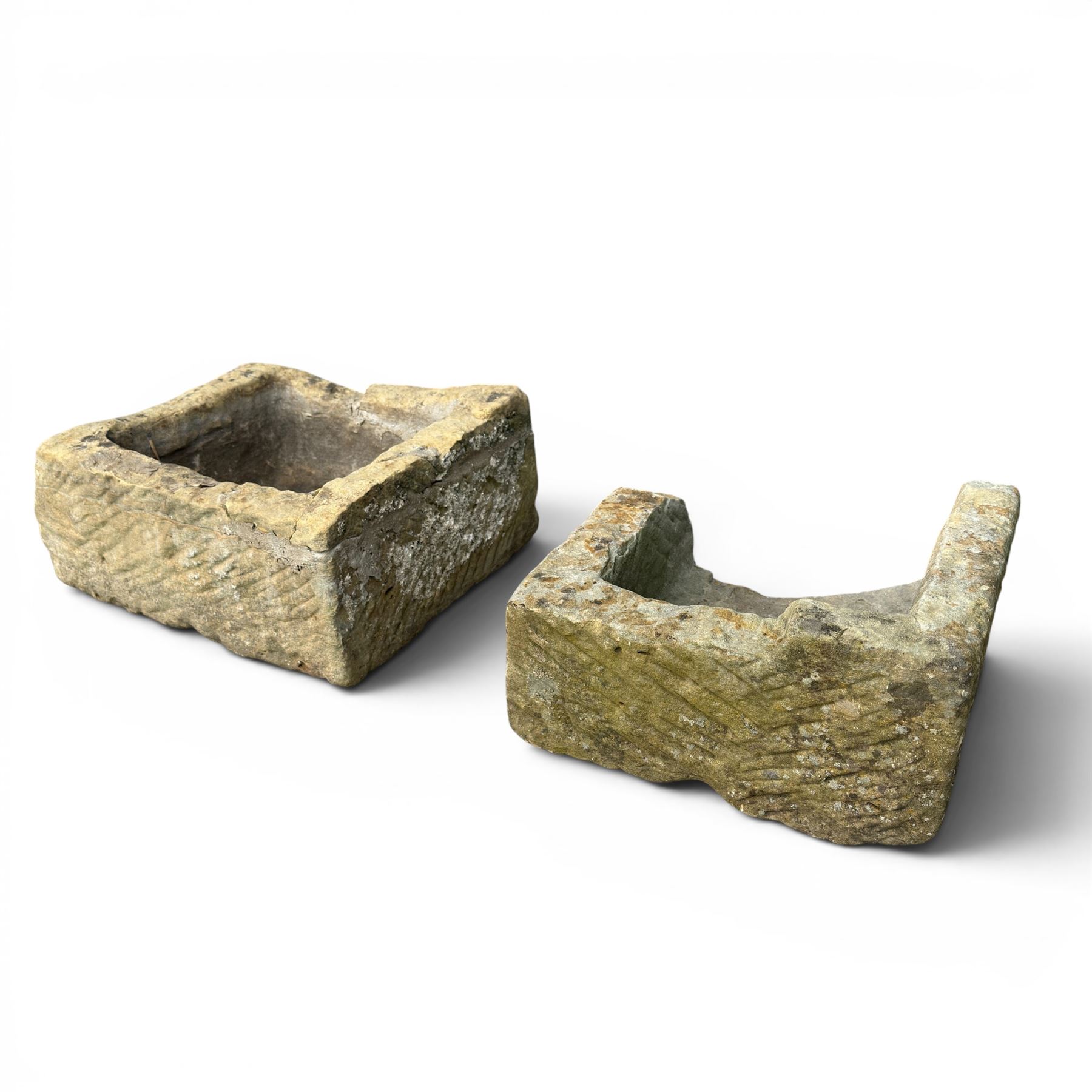 18th century square hewn sandstone trough along with a 'half' stone trough