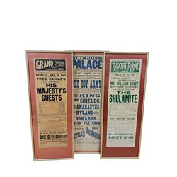 Three framed Hull theatre posters, including Grand Theatre & Opera House, The Shulamite, H95cm