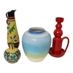 Henri Delcourt vase, together with Brentleigh Pottery jug,  Etruria vase and Grey's potter...