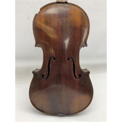 German trade violin c1900 stamped PAGANINI with 35.5cm two-piece maple back and ribs and spruce top L58.5cm overall; in carrying case; and another German trade violin for spares or repair; in carrying case (2)