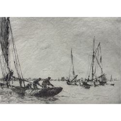 Arthur John Trevor Briscoe (British 1873-1943): Oyster Dredging, limited edition etching signed and numbered 56, 12.5cm x 17cm 