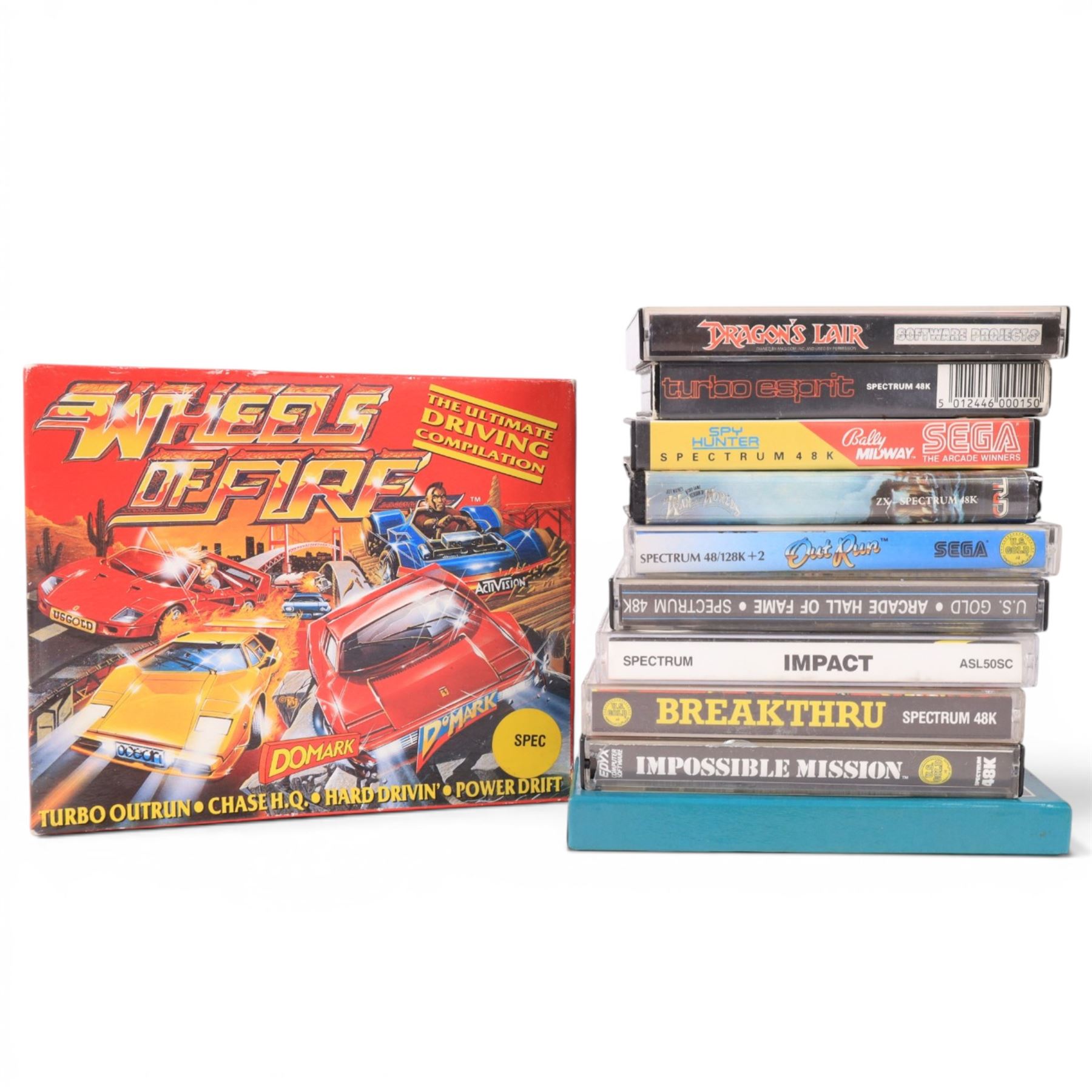 Sinclair ZX Spectrum and printer, with a large collection of Spectrum games, including Querzalcoatl, VU-3D, Embassy Assault, Cyclone, Return of the Jedi, Hungry Horace, Magic Carpet, Scalextric, Wheels of Fire, etc 