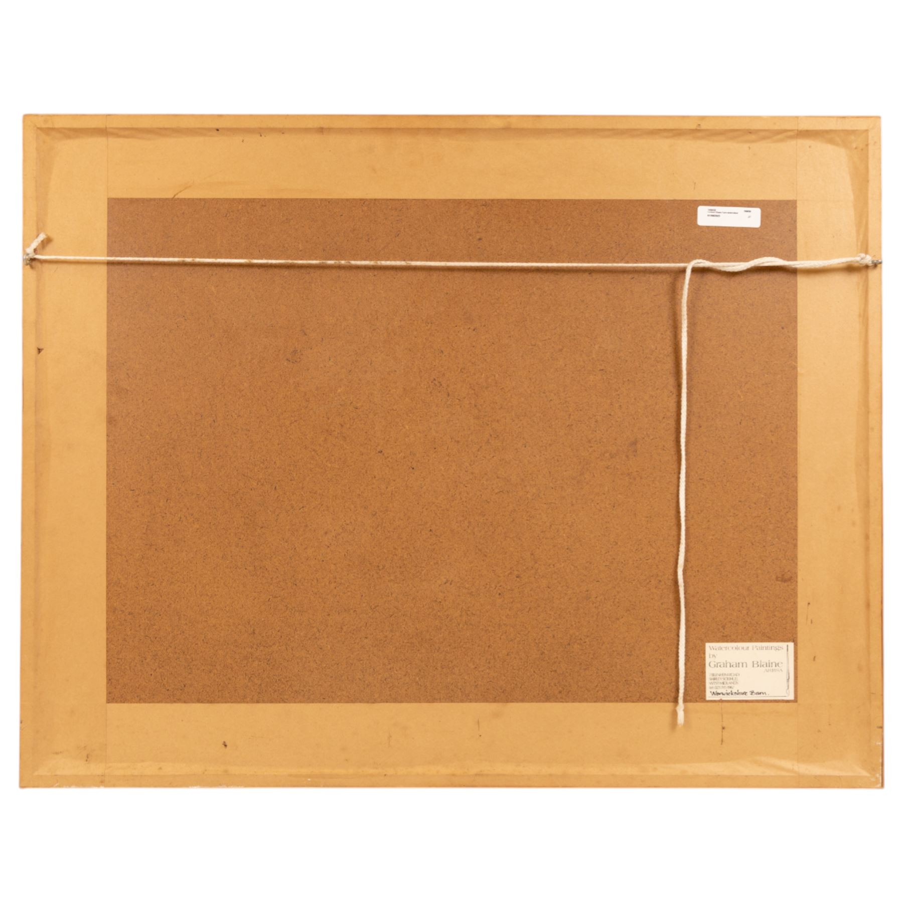 Graham Blaine (British 20th Century): 'Warwickshire Barn', watercolour signed, titled on label verso 24cm x 51cm 